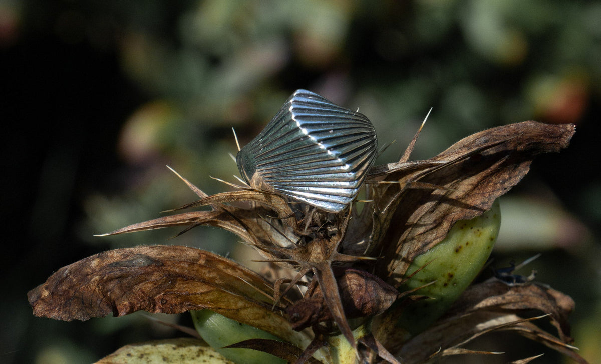 Silver mountain wave ring