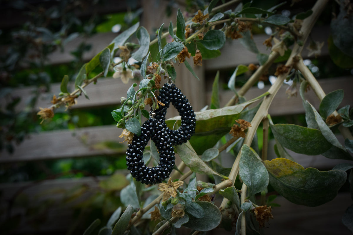 Black teardrop rhinestone dangle earrings