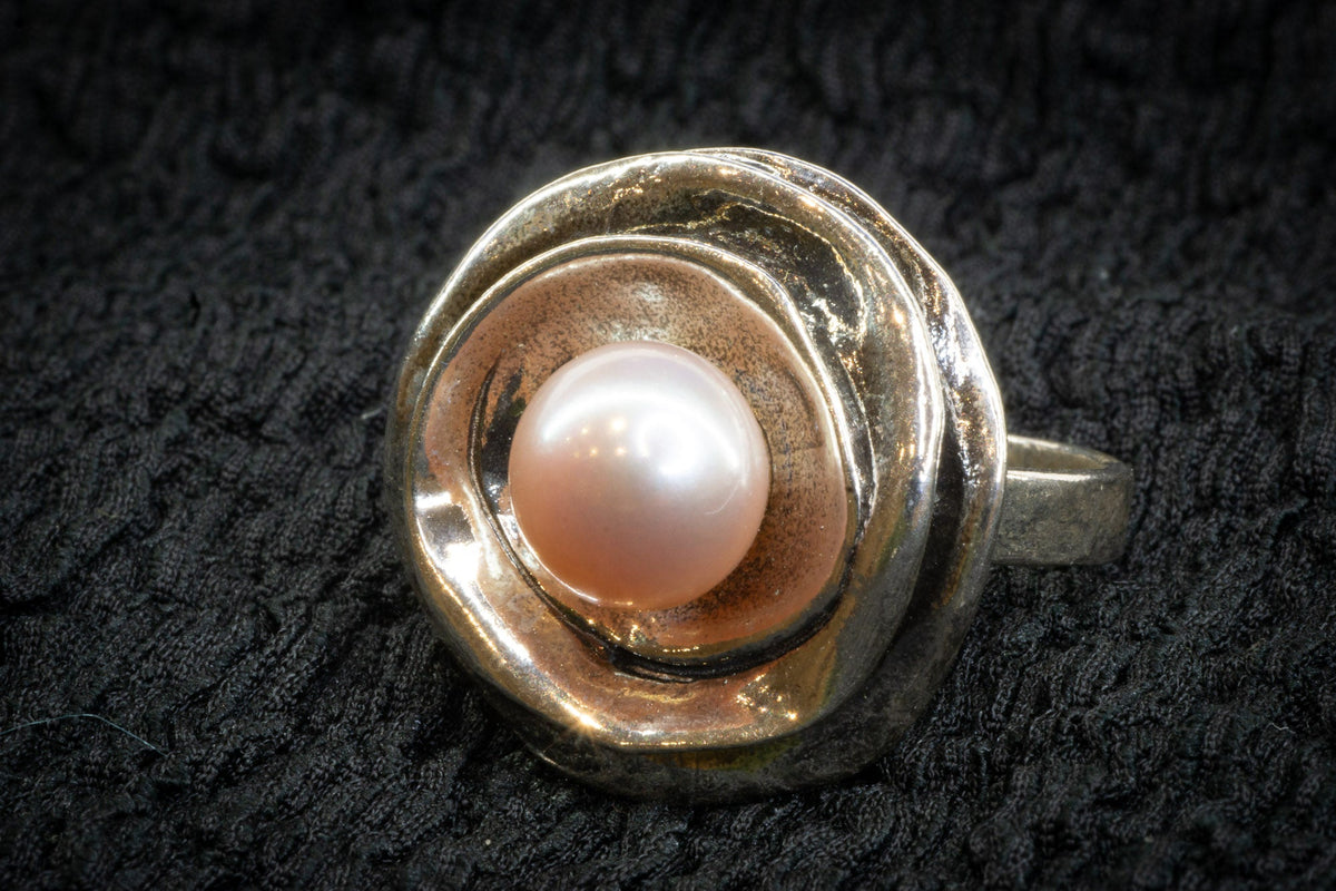 Faux pearl floral ring