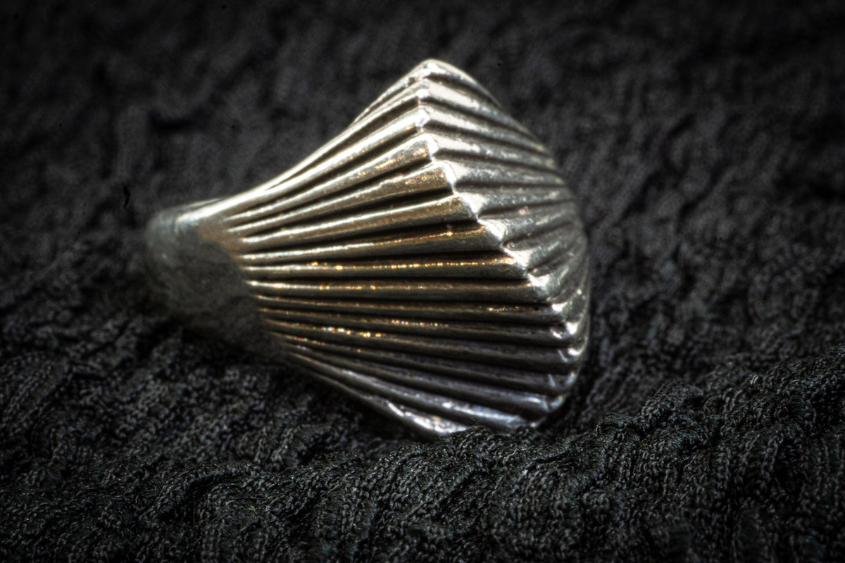 Silver mountain wave ring detail photograph