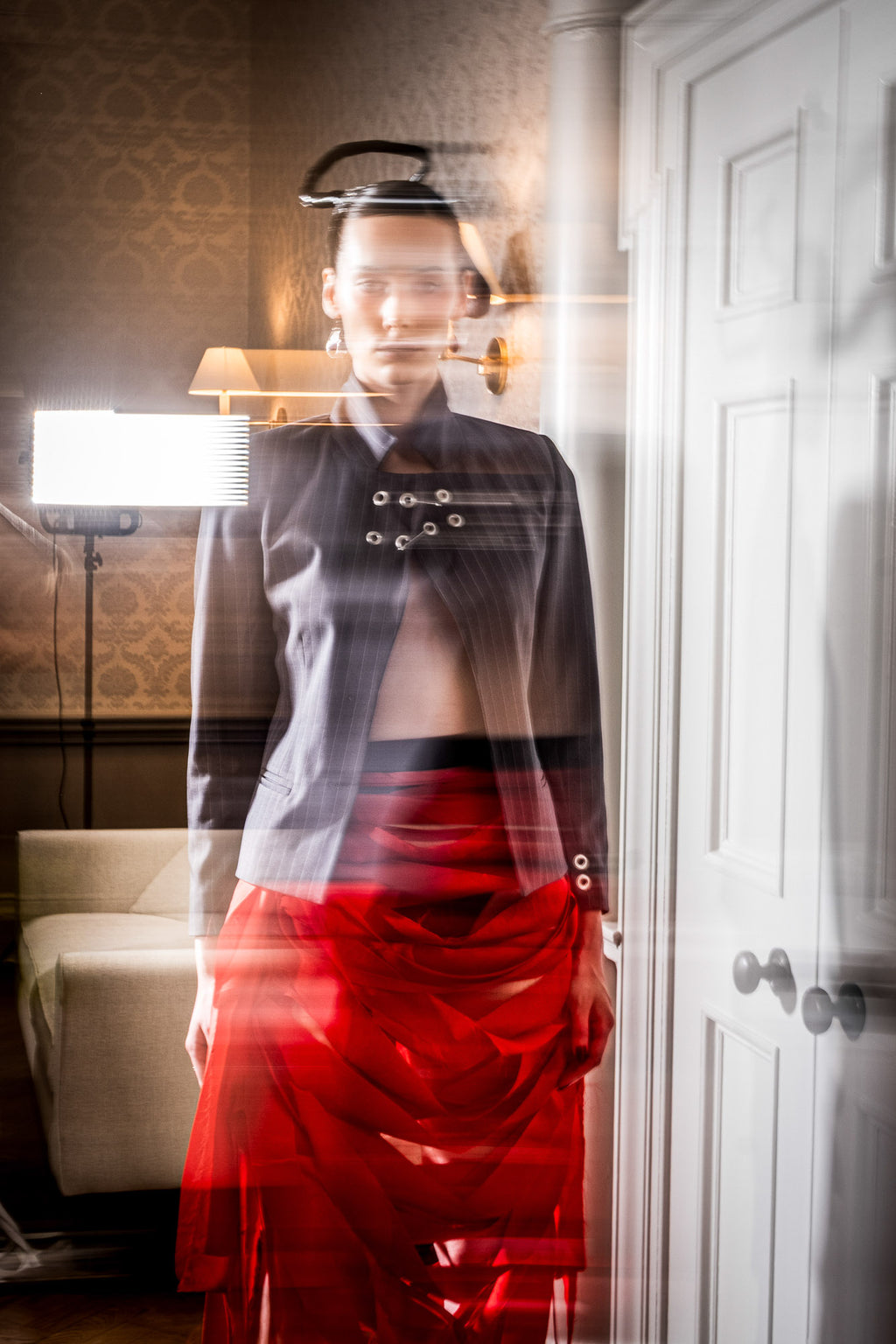 Red teardrop ring model photograph