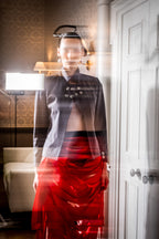 Red teardrop ring model photograph