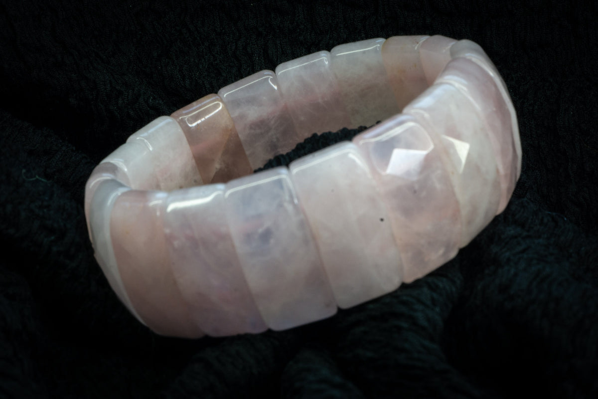 Rose quartz chunky bracelet detail photograph