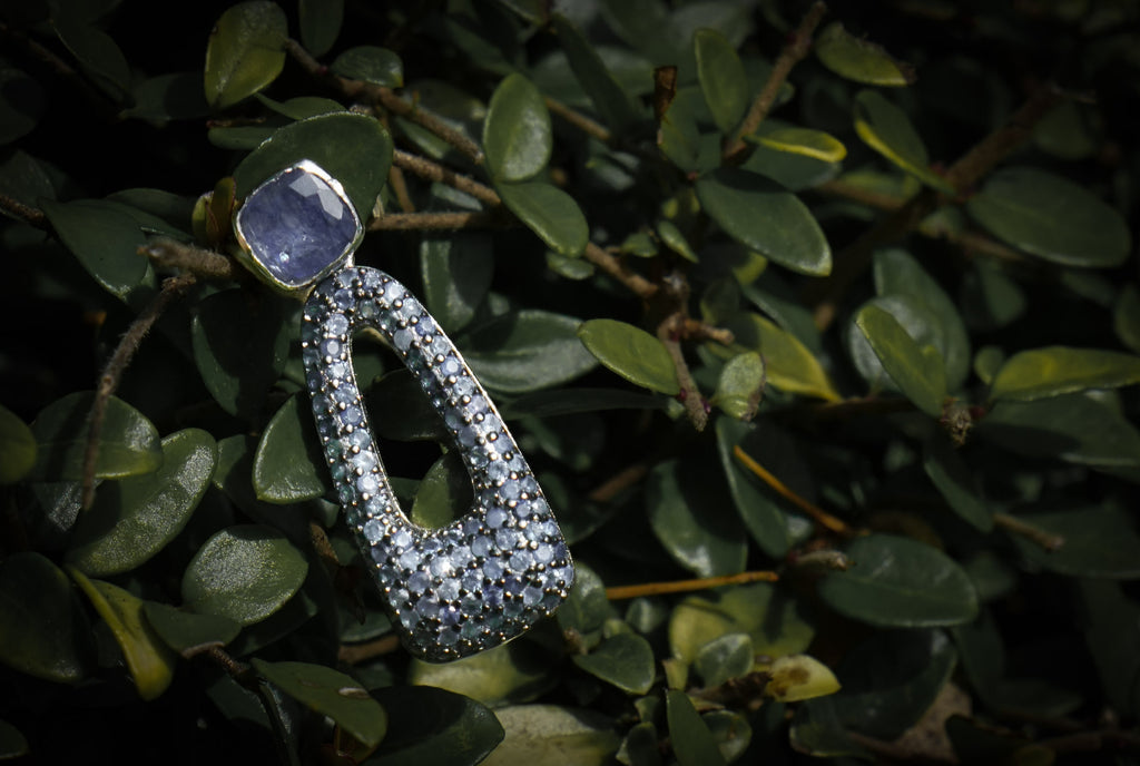 Sapphire 925 set editorial photograph