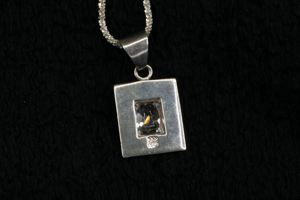 Large square CZ pendant detail photograph