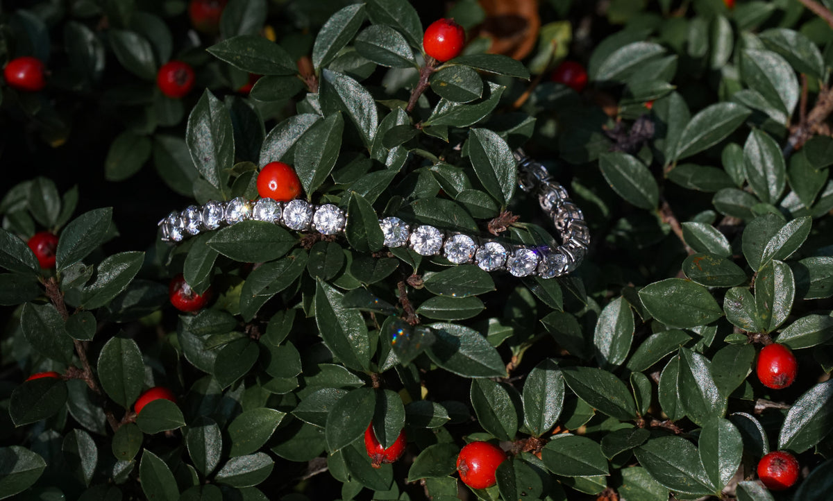 925 CZ tennis bracelet editorial photograph
