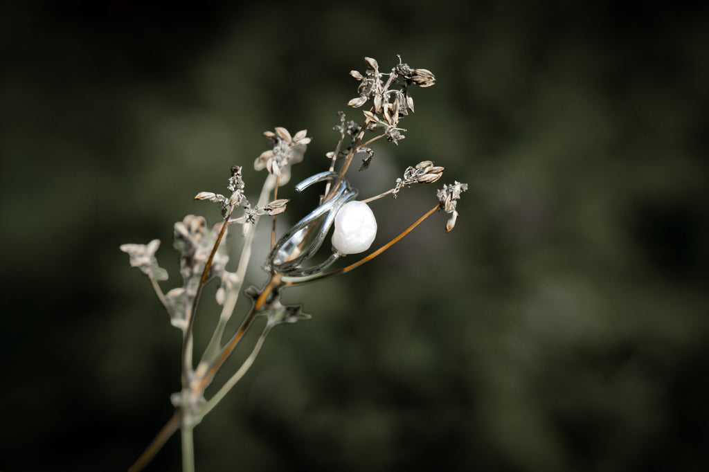 Pearl wave ring editorial photograph